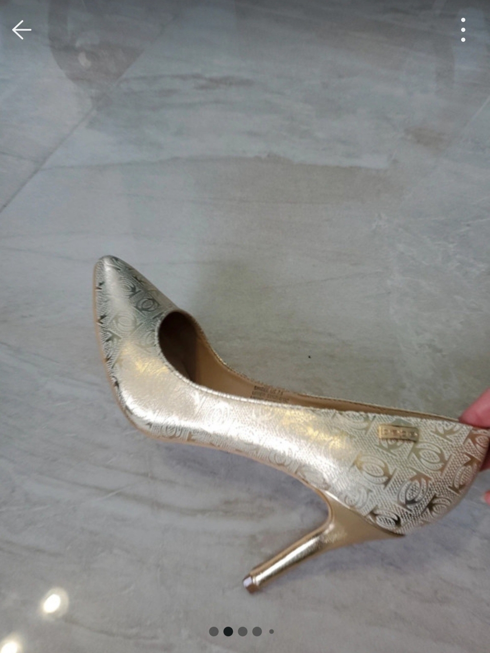 bebe Metallic Gold Pointed Toe Pump